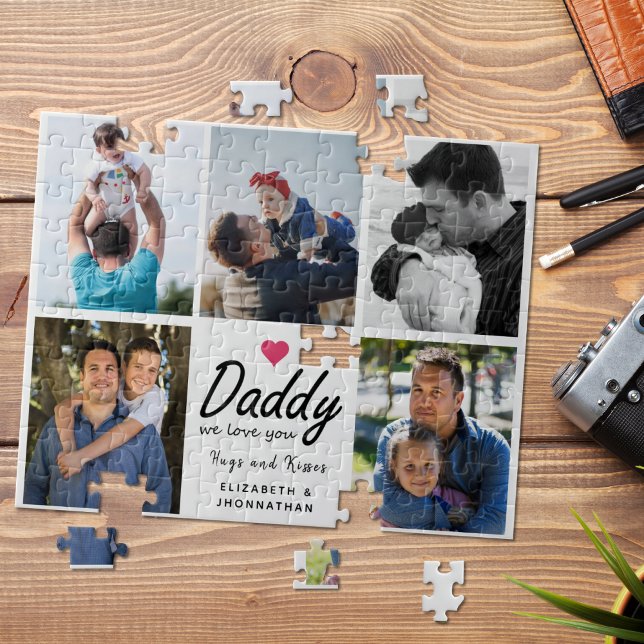 Daddy we love you Script Photo Collage Fathers Day Jigsaw Puzzle (Creator Uploaded)