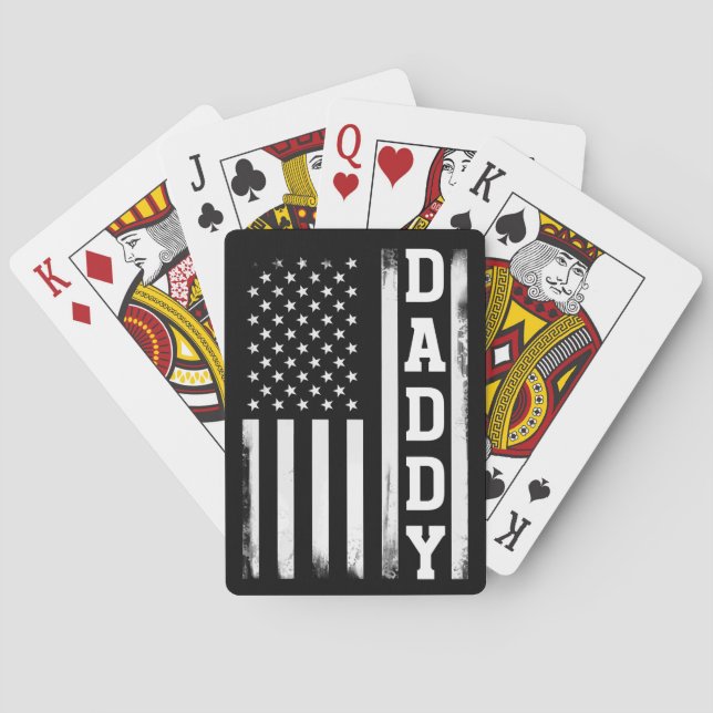 Daddy with US American Flag Poker Cards (Back)