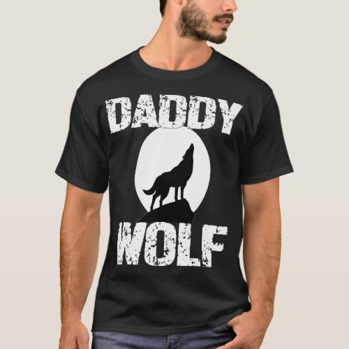 Daddy Wolf  Matching Family ribe Wolves Moon Fathe T_Shirt