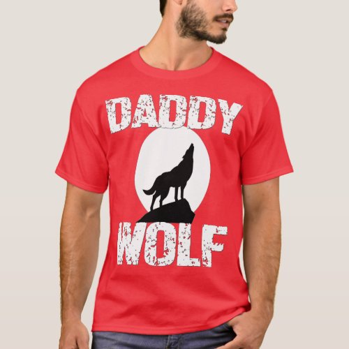 Daddy Wolf  Matching Family ribe Wolves Moon Fathe T_Shirt