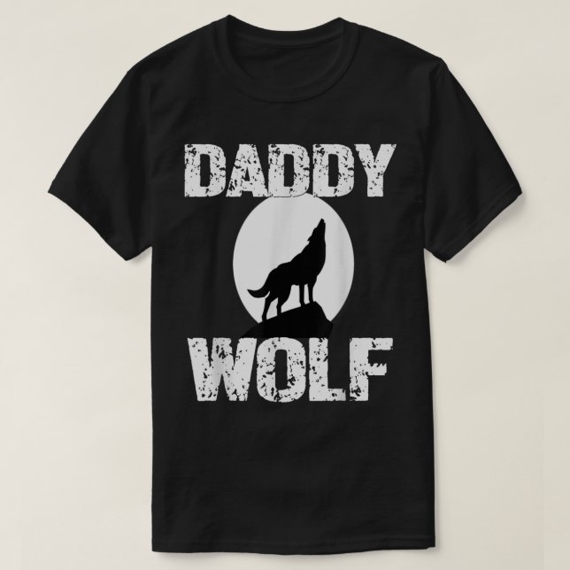 Daddy Wolf Shirt Matching Family Tribe Wolves Moon (Design Front)
