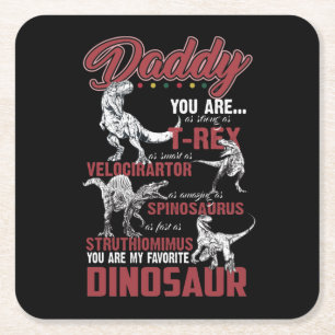 Daddy You Are As Strong As T-rex Dinosaur Gift Square Paper Coaster
