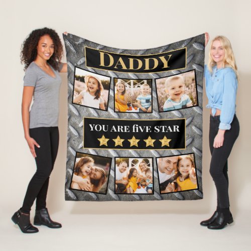 Daddy you are five star photo  fleece blanket