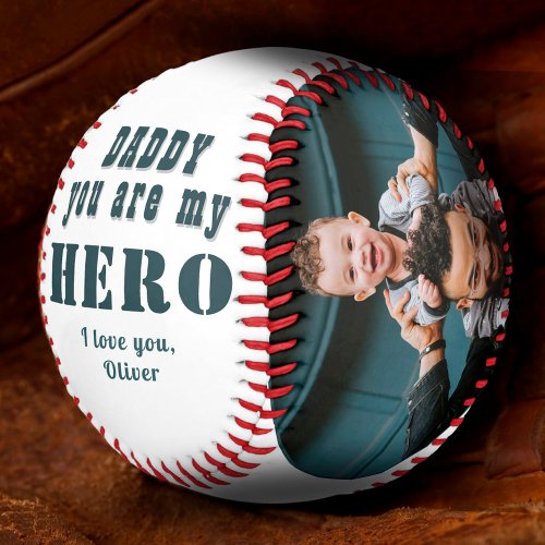 Daddy you are my Hero Dad 2 Photo Collage Baseball