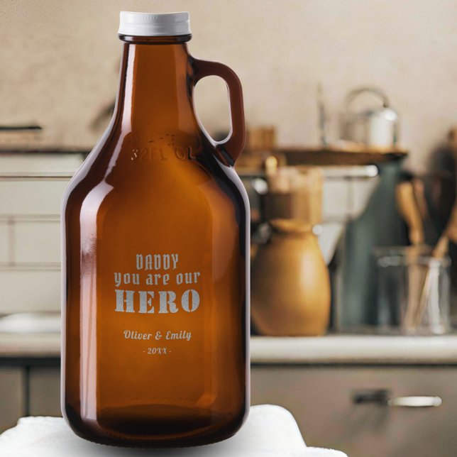 Daddy you are our Hero Father's Day Growler (Creator Uploaded)