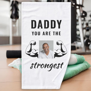 Daddy you are the Strongest Funny Father Photo Hand Towel