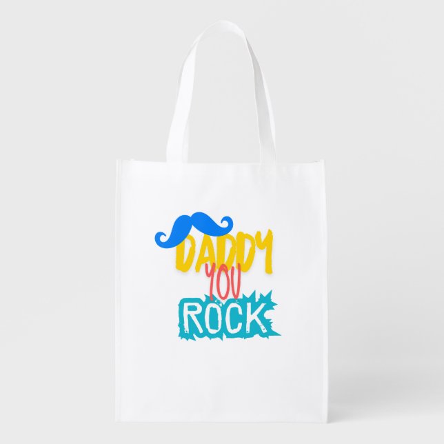 Daddy You Rock Grocery Bag (Front)