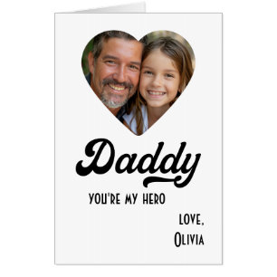 Daddy you're my hero photo heart father's day card