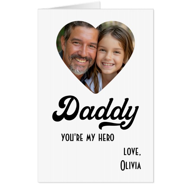 Daddy you're my hero photo heart father's day card (Front)