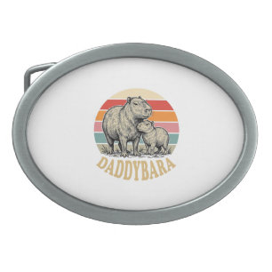Daddybara Capybara Dad Vintage Sunset Shirt_1 Belt Buckle