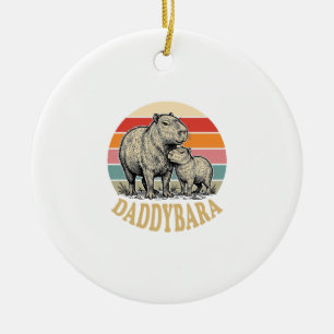 Daddybara Capybara Dad Vintage Sunset Shirt_1 Ceramic Ornament