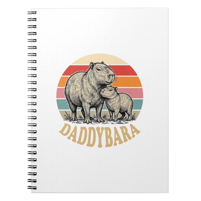 Daddybara Capybara Dad Vintage Sunset Shirt_1 Notebook (Front)