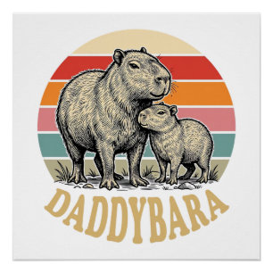 Daddybara Capybara Dad Vintage Sunset Shirt_1 Poster
