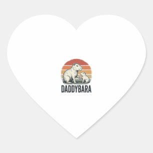 Daddybara Capybara Vintage Sunset Shirt Design_1 Heart Sticker