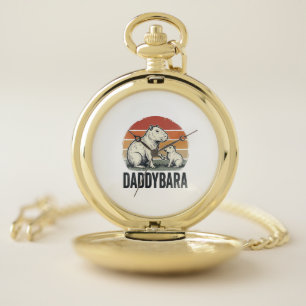 Daddybara Capybara Vintage Sunset Shirt Design_1 Pocket Watch