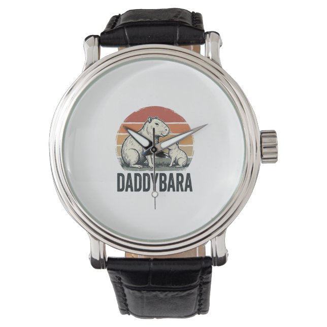 Daddybara Capybara Vintage Sunset Shirt Design_1 Watch (Front)