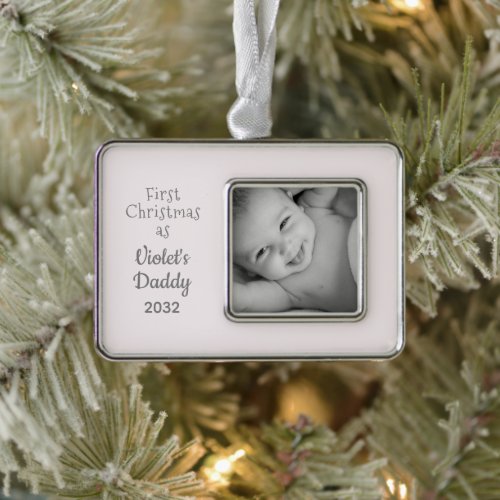 Daddys 1st Christmas Personalized Name Photo Christmas Ornament