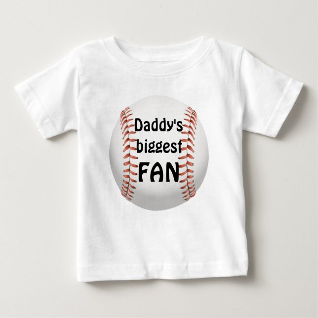 Daddy's Biggest Fan Family Baseball Baby T-Shirt (Front)