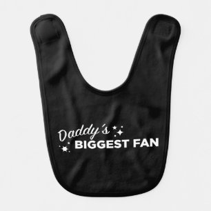 Daddy's Biggest Fan in White Text Cute Baby Bib