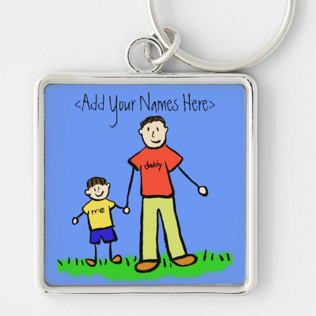 Daddy's Boy Brunette Keychain (Custom Names) (Front)