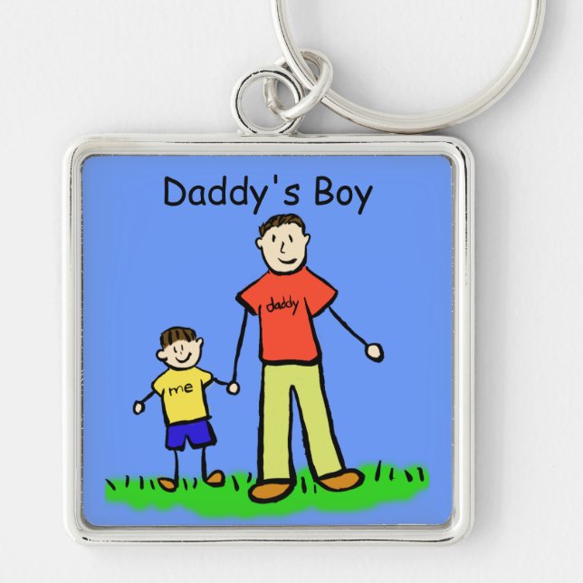 Daddy's Boy Brunette Keychain (Custom Names) (Front)