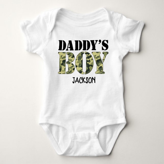 Daddy's Boy Camo Personalized Baby Bodysuit (Front)