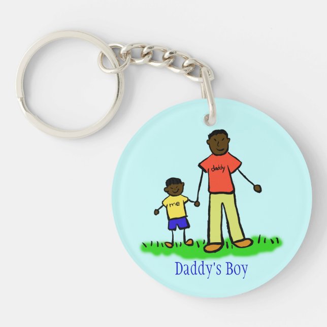 Daddy's Boy Family Characters Art Custom Keychain (Front)