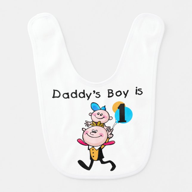 Daddy's Boy is 1 First Birthday Bib (Front)