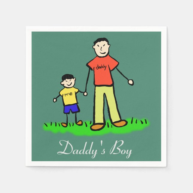 Daddy's Boy Personalized Family Characters Napkin (Front)