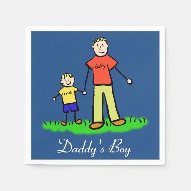 Daddy's Boy Personalized Family Characters Napkin (Front)