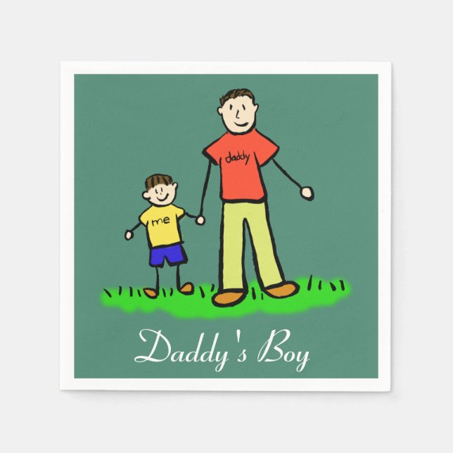 Daddy's Boy Personalized Family Characters Napkin (Front)
