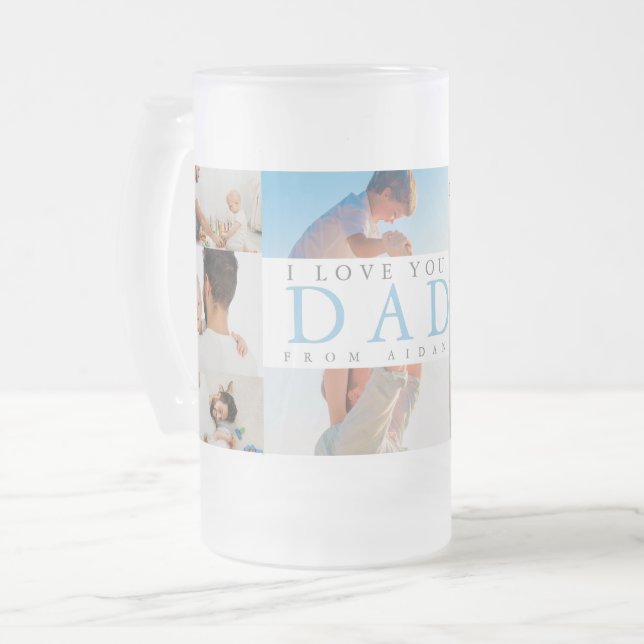Daddy's Boy- Photo Collage Frosted Glass Beer Mug (Front Left)