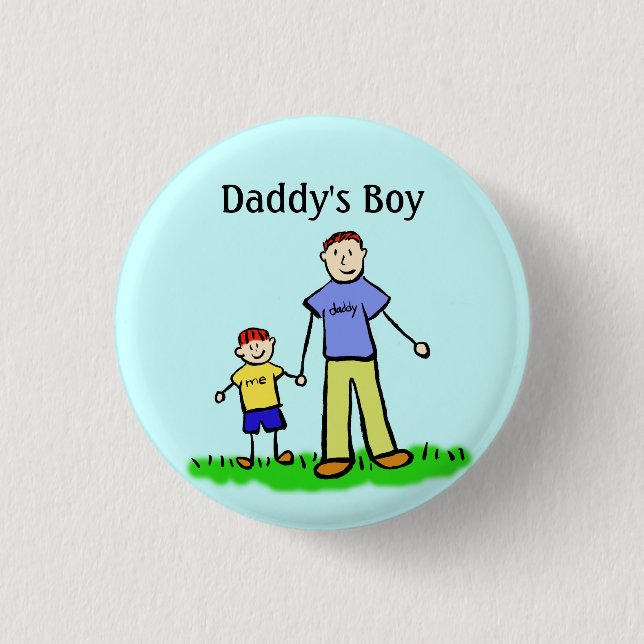 Daddy's Boy Pin Custom Family Character Buttons (Front)