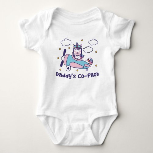 Daddys Co_Pilot _ Unicorn Airplane Baby Bodysuit