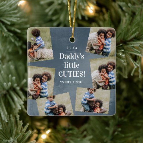 Daddys Cuties Photo Collage Christmas Holiday Ceramic Ornament