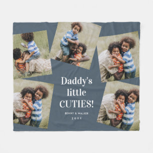 Daddy's Cuties Photo Collage Father's Day Fleece Blanket