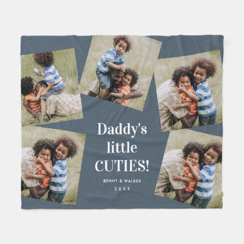 Daddys Cuties Photo Collage Fathers Day Fleece Blanket