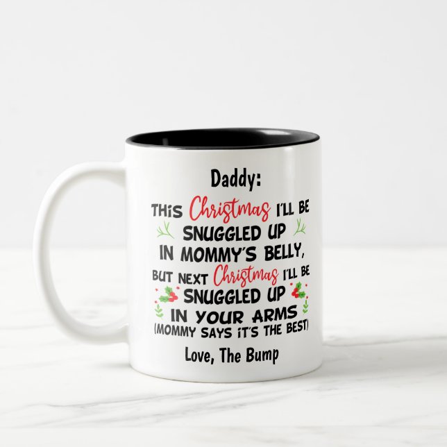 Daddy's first Christmas From the bump, Dad to be Two-Tone Coffee Mug (Left)