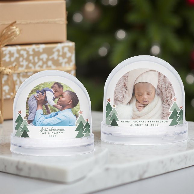 Daddys First Christmas Rustic Trees 2 Photos Snow Globe (Daddys First Christmas Rustic Trees 2 Photos Snow Globe)