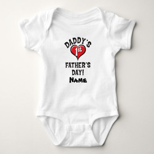 Daddys First Fathers Day with a Heart Baby Bodysuit
