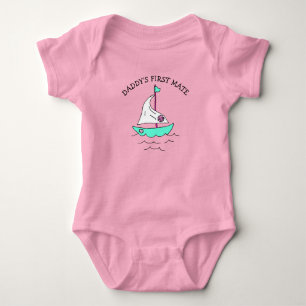 Daddy's First Mate Sailboat Baby Girl Bodysuit