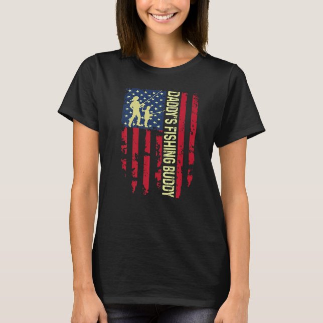 Daddy's Fishing Buddy Dad Son Team Young Fisherman T-Shirt (Front)