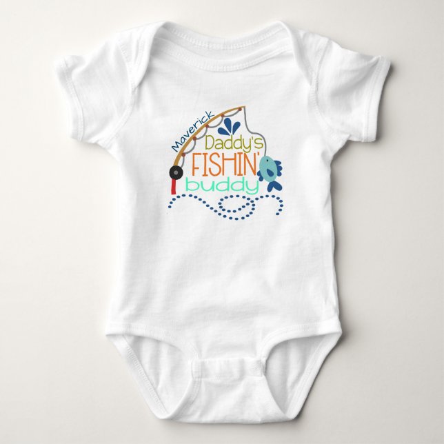 Daddy's Fishing Buddy Personalized baby onsie Baby Bodysuit (Front)