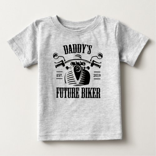 Daddys Future Biker Motorcycle Skull Personalized Baby T_Shirt