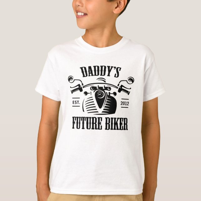 Daddy's Future Biker Motorcycle Skull Personalized T-Shirt (Front)