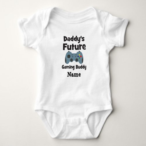 Daddys Future Gaming Buddy with a Heart Button Baby Bodysuit