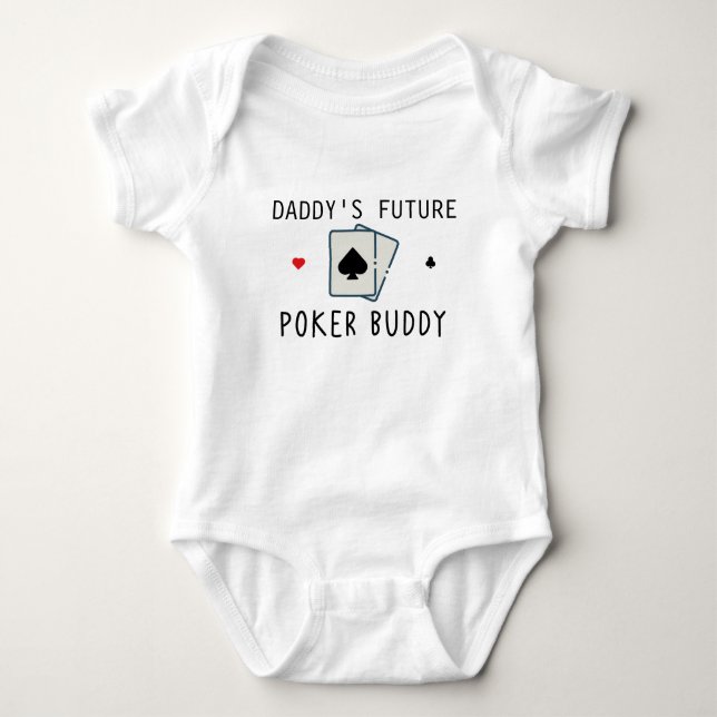 Daddy's Future Poker Buddy Card Game Baby Bodysuit (Front)