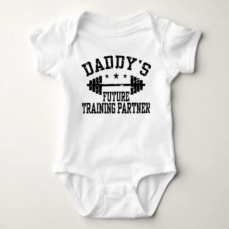 DADDY S FUTURE TRAINING PARTNER FUNNY BABY BODYSUIT BABY GROWS VEST FUNNY NEW o 