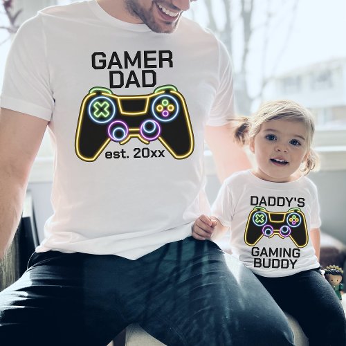 Daddys Gaming Buddy Father Child Gamer Matching T_Shirt