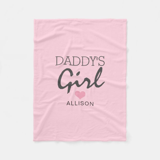Daddy's Girl Blush Pink Heart Personalized Fleece Blanket (Front)